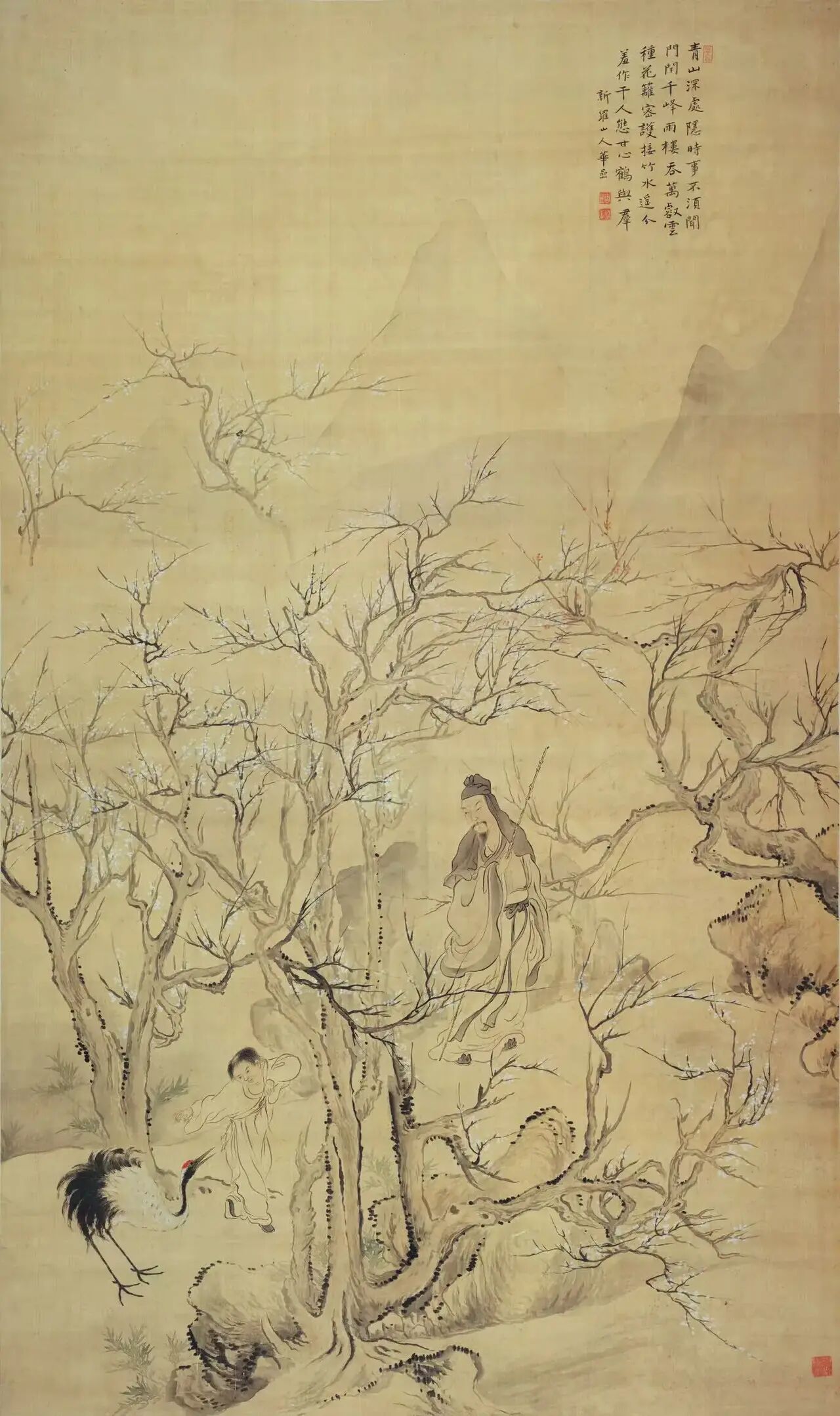 清 华喦《林和靖梅鹤图》
