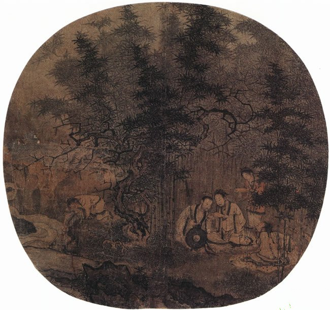 宋 佚名《竹林拨阮图》