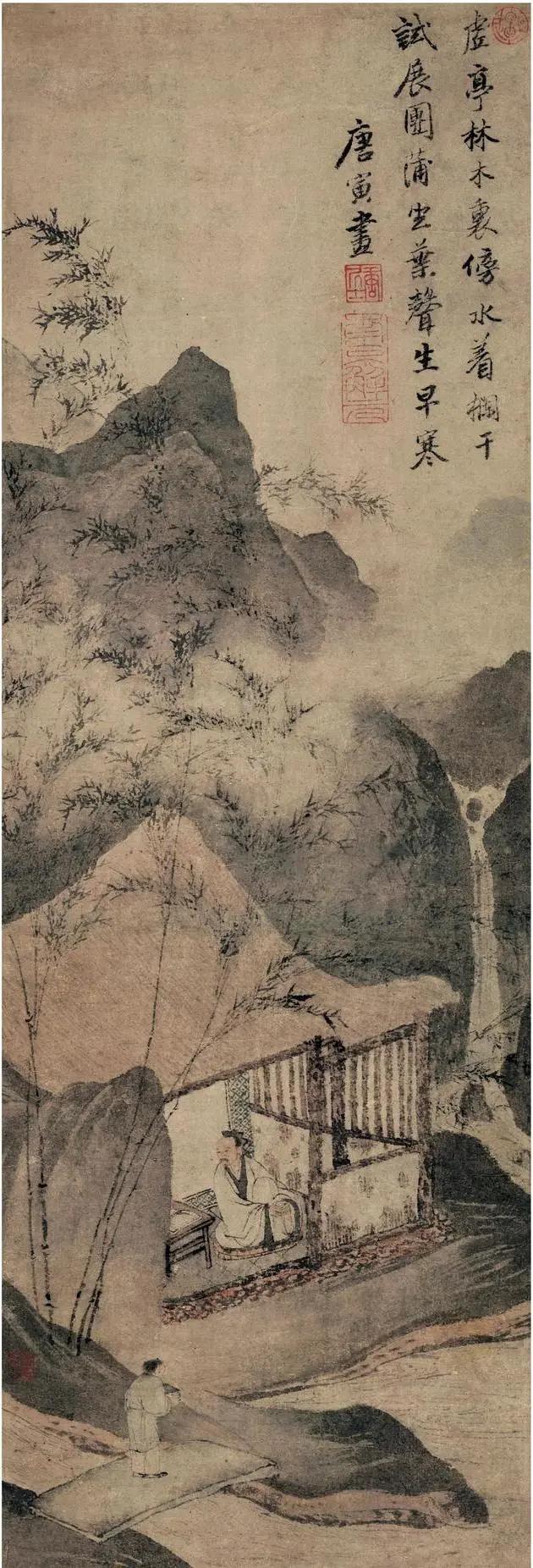 明  唐寅  草屋蒲团图