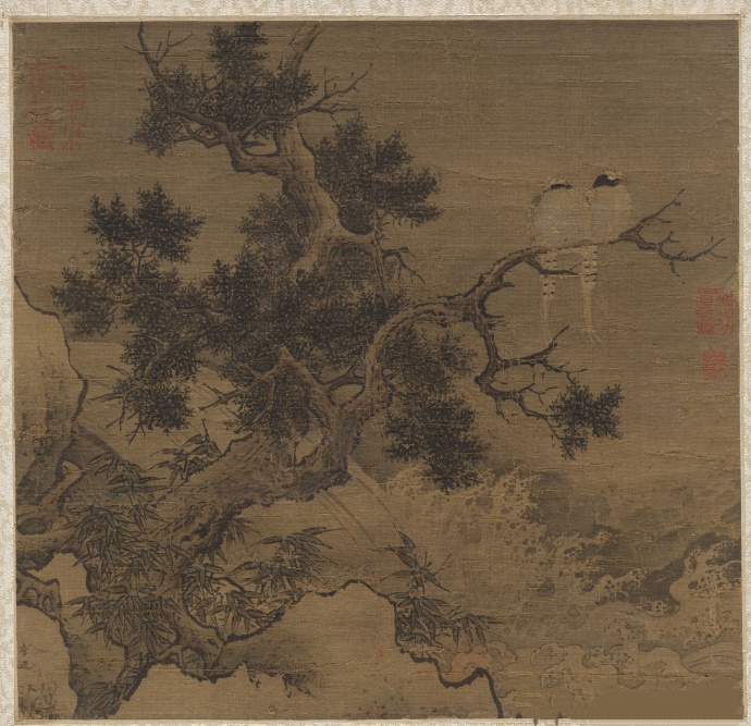 李迪《宿禽激湍图》