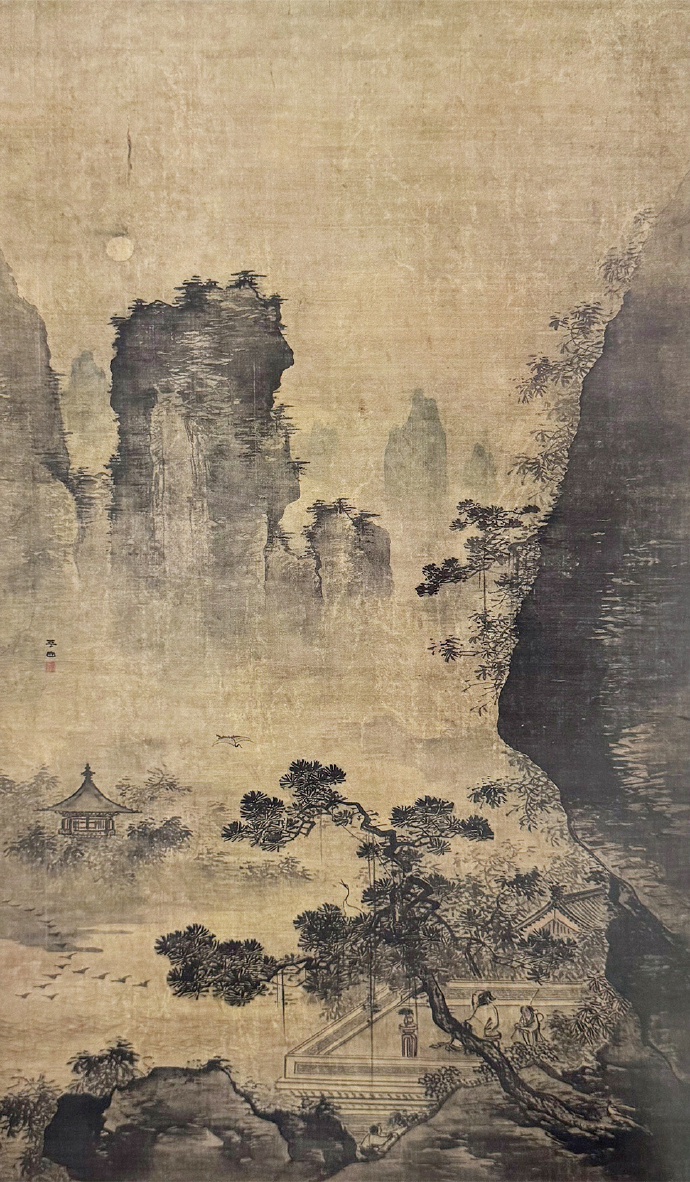 明 张路《楼台玩月图》
