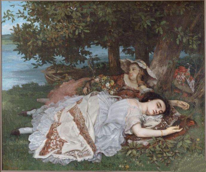 《夏天塞纳河畔的女士》，Courbet, Gustave