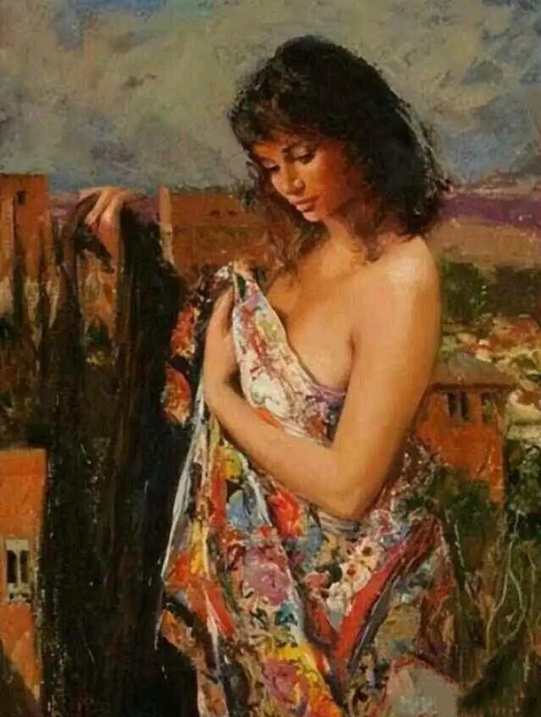 皮诺·德埃尼《露台上的女士》