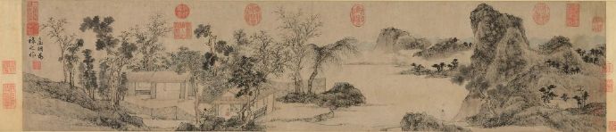 明·文徵明《林榭煎茶图》 卷欣赏（天津艺术博物馆藏）